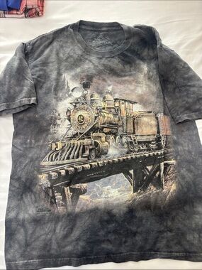 The Mountain Black Tie-Dye Train Graphic Tee